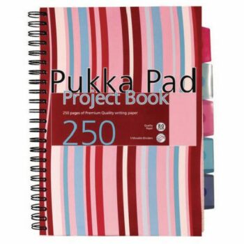 Pukka Pad A5 Wirebound Project Book Ruled Assorted Stripe - Pack 3 PROBA5