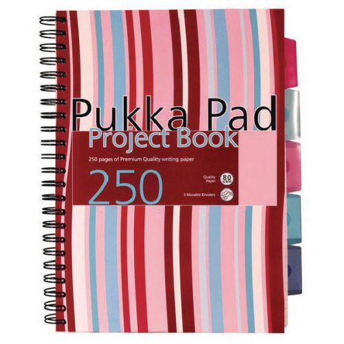 Pukka Pad A5 Wirebound Project Book Ruled Assorted Stripe - Pack 3 PROBA5