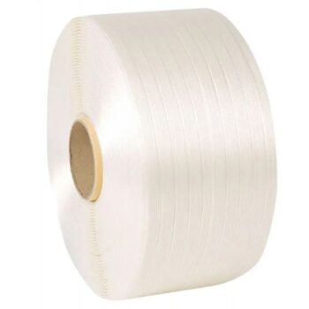 Hot Melt Cord Polyester Strapping Band White 13mmx1100m 78mm Core Reel (Res:370kg)