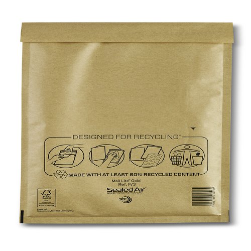Sealed Air Mail Lite Mailers F/3 Gold Int 220mmx330mm Box 50