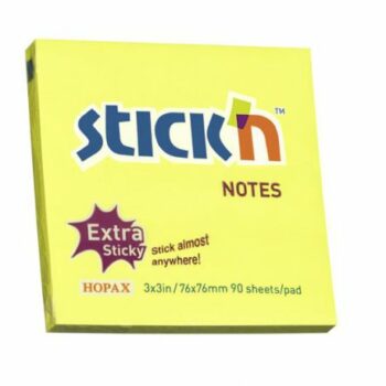 Buy Extra Sticky Notes in vibrant yellow measuring 3x3 inches with 90 sheets per pad. This pack of 12 is perfect for organising your thoughts and reminders.