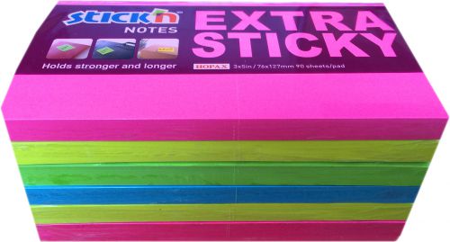 Extra Sticky Notes 3x5 Neon 90 Sheets - Pack 6