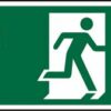 Fire Exit Sign Man and Arrow Down 450x150mm Self-adhesive Vinyl SP124SAV