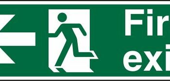 Fire Exit Sign Man and Arrow Left 450x150mm Self-adhesive Vinyl SP120SAV