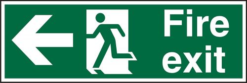 Fire Exit Sign Man and Arrow Left 450x150mm Self-adhesive Vinyl SP120SAV