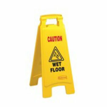 Folding Safety Sign 2 Sided Caution Wet Floor & Cleaning in Progress Yellow
