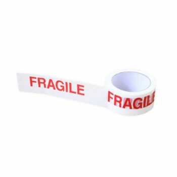 Fragile Tape 50mm x 66m Red on White - Pack 6