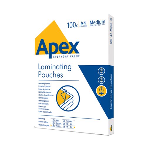 Laminating Pouches A4 Mediumweight 250 Micron Gloss - Pack 100