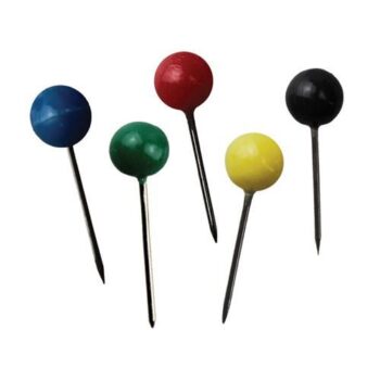Map Pins 5mm Head Assorted - Pack 100
