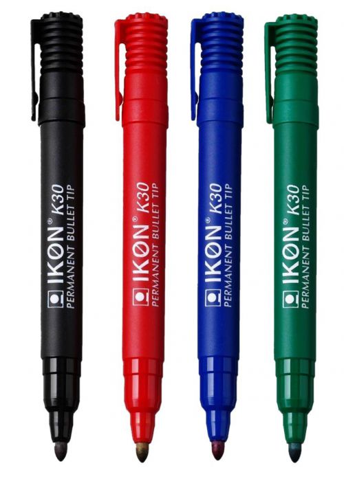 Permanent Markers Assorted Bullet Tip - Pack 4