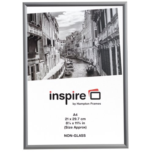 Photo Frame Clip In Aluminium with Clear Perspex Front A4