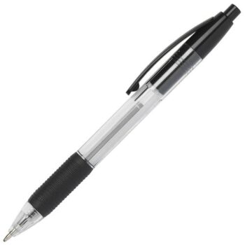 Rubber Grip Pens Black Retractable - Pack 10