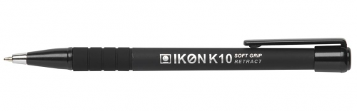 Soft Grip Pens Black Retractable - Pack 12