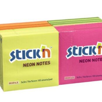Sticky Notes 3x3 Neon 100 Sheets - Pack 12