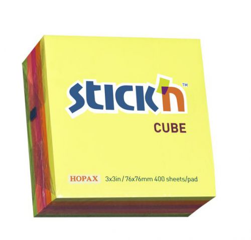 Sticky Notes Cube Neon Rainbow 76mm x 76mm (3x3)