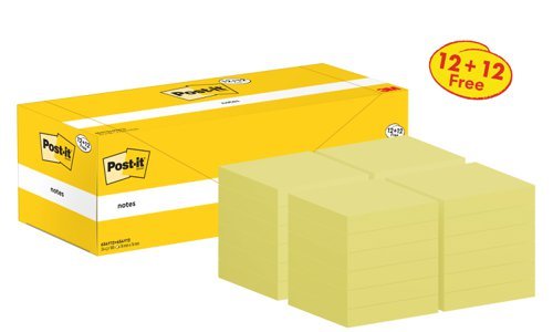 3M Post-it Notes Value Pack 76x76mm Canary Yellow 7100290172 - Pack 24