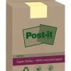 3M Post-it Super Sticky Notes Recycled Yellow Lined 102x152mm 7100321347 - Pack 4