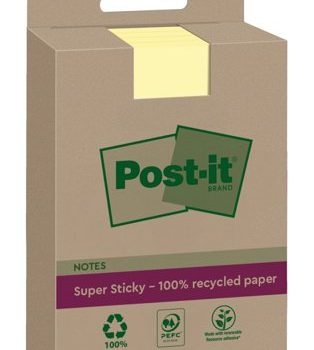 3M Post-it Super Sticky Notes Recycled Yellow Lined 102x152mm 7100321347 - Pack 4
