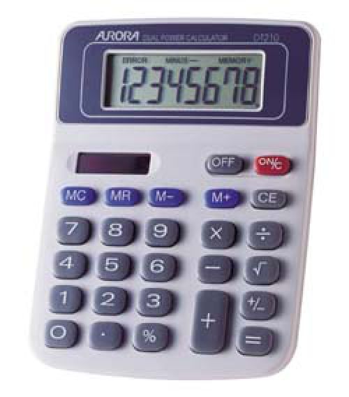 Aurora DT210 8 Digit Semi Desktop Calculator Grey