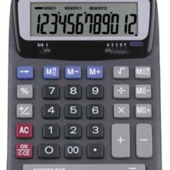 Aurora DT85V Heavy Duty 12 Digit Desktop Calculator Grey