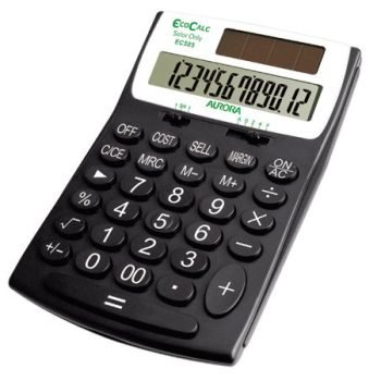 Aurora EC505 EcoCalc 12 Digit Desktop Calculator Recycled Plastic Black