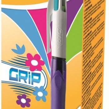 Bic 4-Colours Grip Fashion Ballpoint Pens Purple Barrel 8922901 - Pack 12
