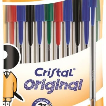 Bic Cristal Ballpoint Pens Black Blue Green Red 516354 - Pack 10