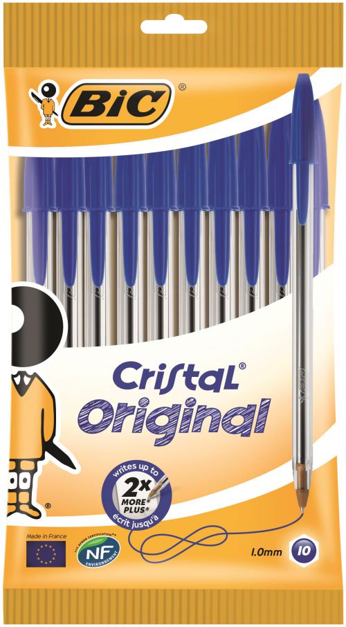 Bic Cristal Ballpoint Pens Blue 516352 - Pack 10