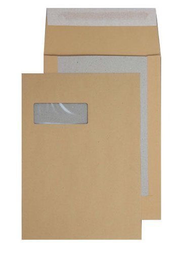 Board Backed Envelopes C4 Manilla Pocket Window Peel&Seal Ref: 13901MW - Pack 125
