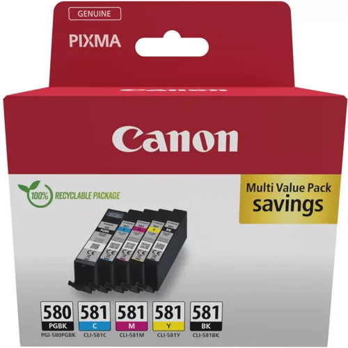 Canon PGI580/CLI581 Multi Inkjet Cartridges PGBK/C/M/Y/BK 2078C007