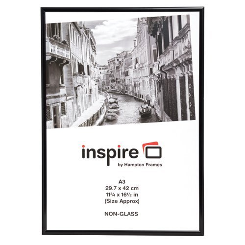 Certificate/Photo Frame A3 Aluminium Frame Plastic Front Black PAAFA3BBLK