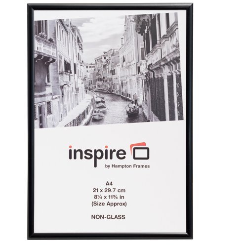 Certificate/Photo Frame A4 Aluminium Frame Plastic Front Black PAAFA4BBLK