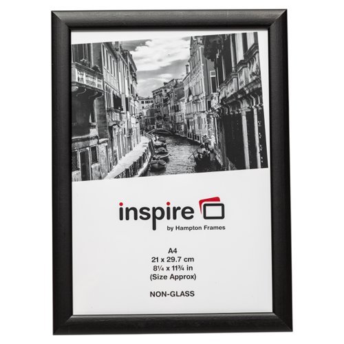 Certificate/Photo Frame A4 Wood Frame Plastic Front Black PAWFA4B-BLK