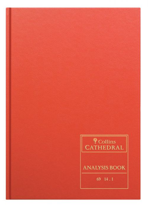 Collins Cathedral Analysis Book Casebound A4 14 Cash Column 96 Pages Red 69/14.1 - 811081