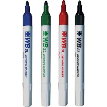 Drywipe Whiteboard Slim Markers Assorted Bullet 2mm Tip (WBSL) 8710WT4 - Pack 4