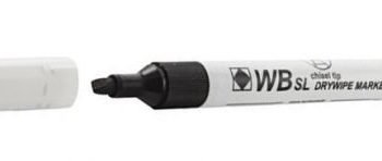 Drywipe Whiteboard Slim Markers Black Chisel Tip (WBSL) 872001 - Pack 10