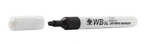 Drywipe Whiteboard Slim Markers Black Chisel Tip (WBSL) 872001 - Pack 10