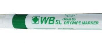 Drywipe Whiteboard Slim Markers Green Chisel Tip (WBSL) 872004 - Pack 10