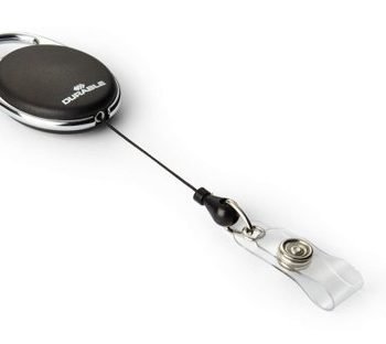 Durable STYLE Badge Reels Black with Snap Button Strap 832401 - Pack 10