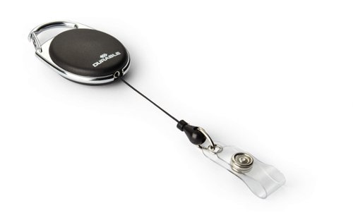 Durable STYLE Badge Reels Black with Snap Button Strap 832401 - Pack 10