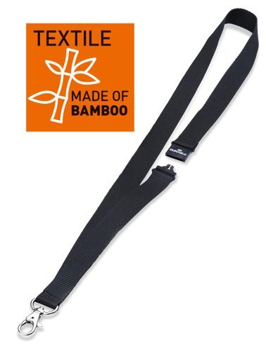 Durable Textile Bamboo Lanyard 20mm Black 824001 - Pack 10
