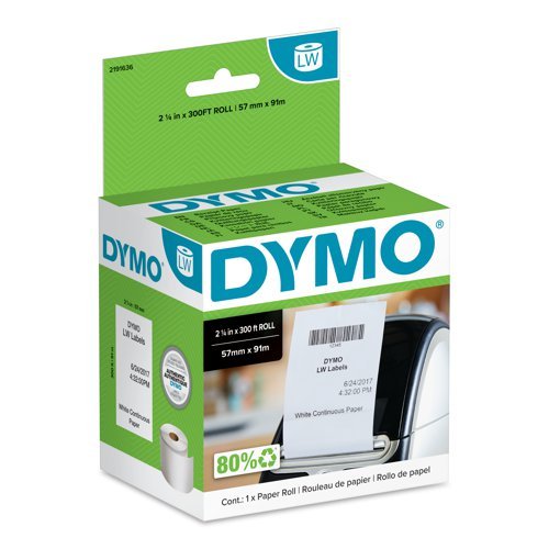 DYMO LabelWriter LW Continuous Paper Roll 57mm x 91m 2191636