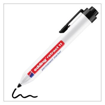 edding 11 Permanent Markers Retractable Bullet Tip Black 4-11001 - Pack 10