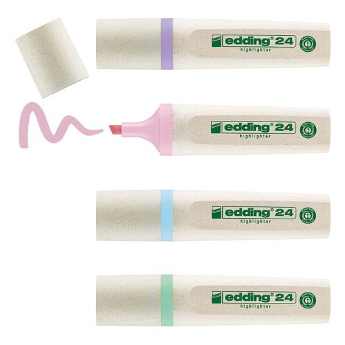 edding 24 EcoLine Highlighter Pens Chisel Assorted 4-24-4-1000 - Pack 4