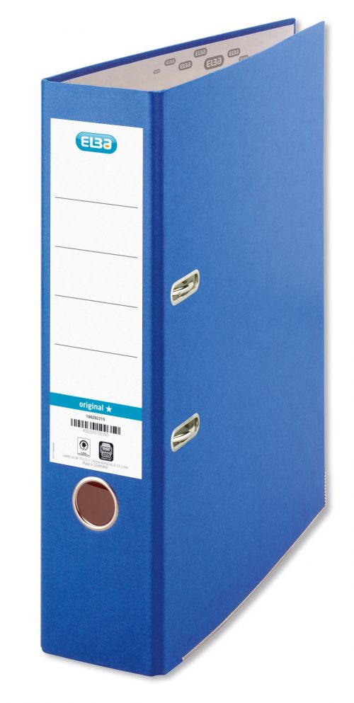 Elba Lever Arch File A4 Black Paper-Covered Blue 100202215 - Pack 10