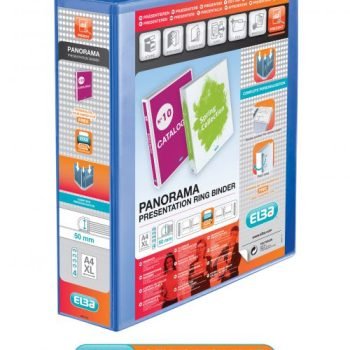 Elba Panorama Presentation Ring Binders 50mm A4+ 4 D-Ring Blue 400008431 - Pack 4
