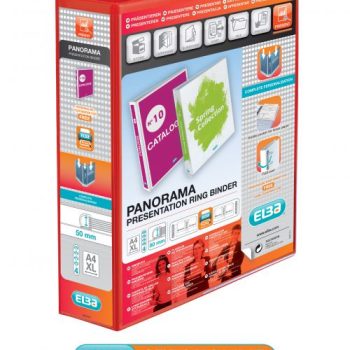Elba Panorama Presentation Ring Binders 50mm A4+ 4 D-Ring Red 400008432 - Pack 4