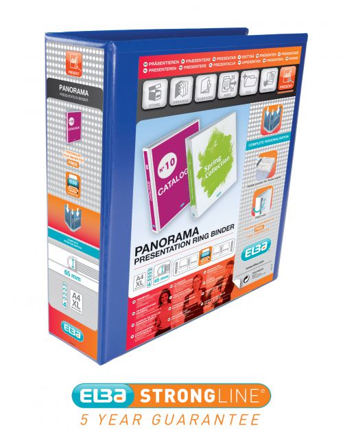 Elba Presentation Ring-Binders 4 D-Ring 65mm Blue A4 400008675 - Pack 4