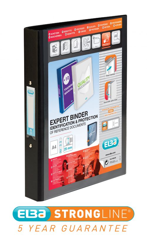 Elba Vision Ring Binder A4 25mm 2 O-Ring Black 100080891
