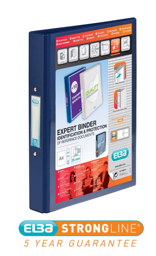 Elba Vision Ring Binder A4 25mm 2 O-Ring Blue 100080886